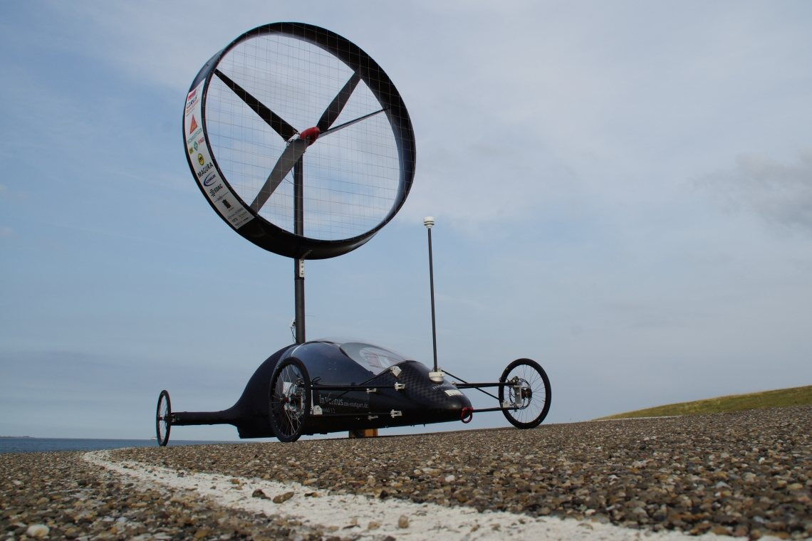 Das Ventomobil des Stuttgarter Teams Inventus beim Aeolus Race 2018 in Den Helder.