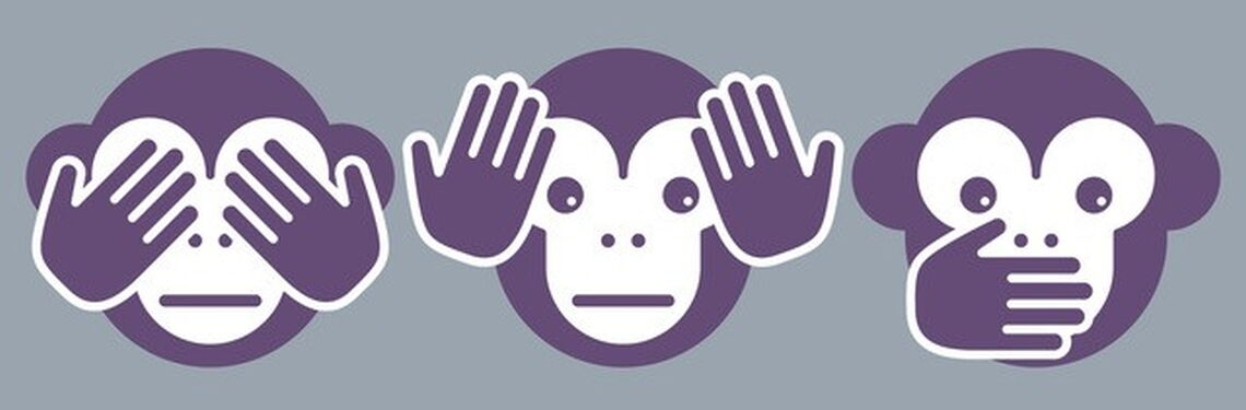 Nichts sehen, nichts hören, nichts sagen – und hoffen, dass alles doch nicht so schlimm wird: So verhalten sich viele Menschen angesichts der Klimakrise. Illustration: Andreas Mohrmann