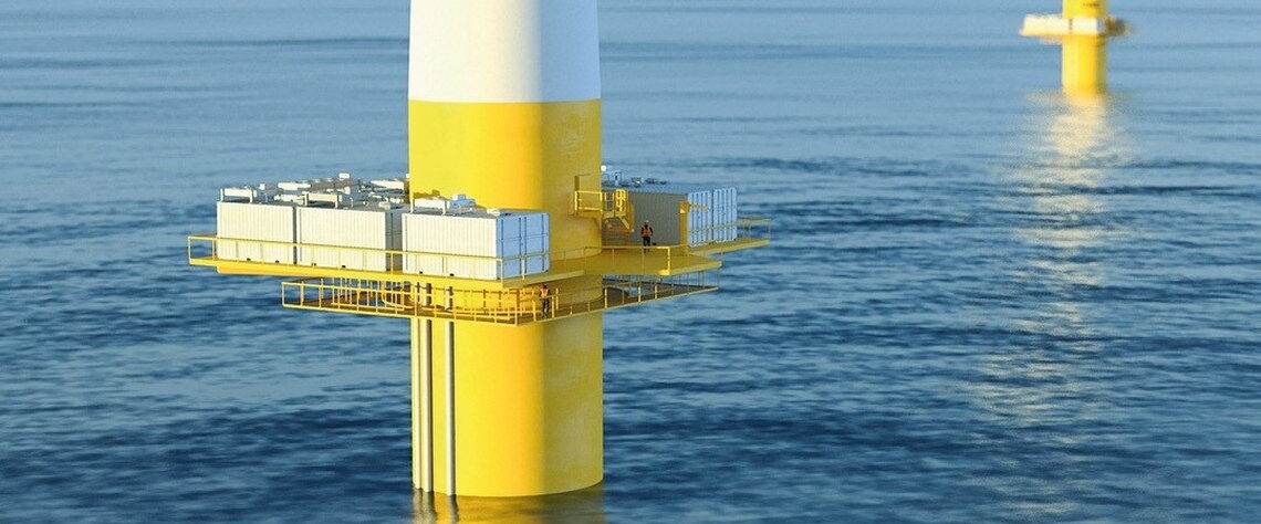 Erzeugung von grünem Wasserstoff im Projekt Aquaventus in Offshore-Windparks in der Nordsee (Entenschnabel).