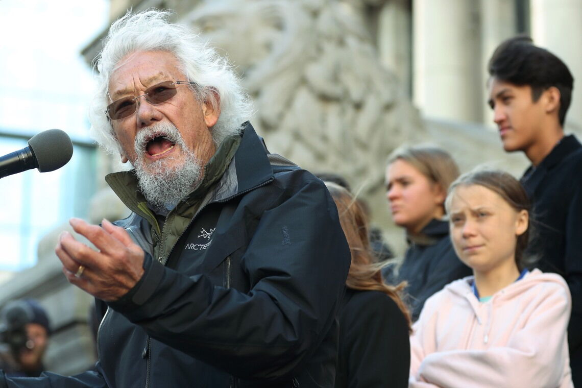 David Suzuki und Greta Thunberg bei Klima-Demo in Vancouver.