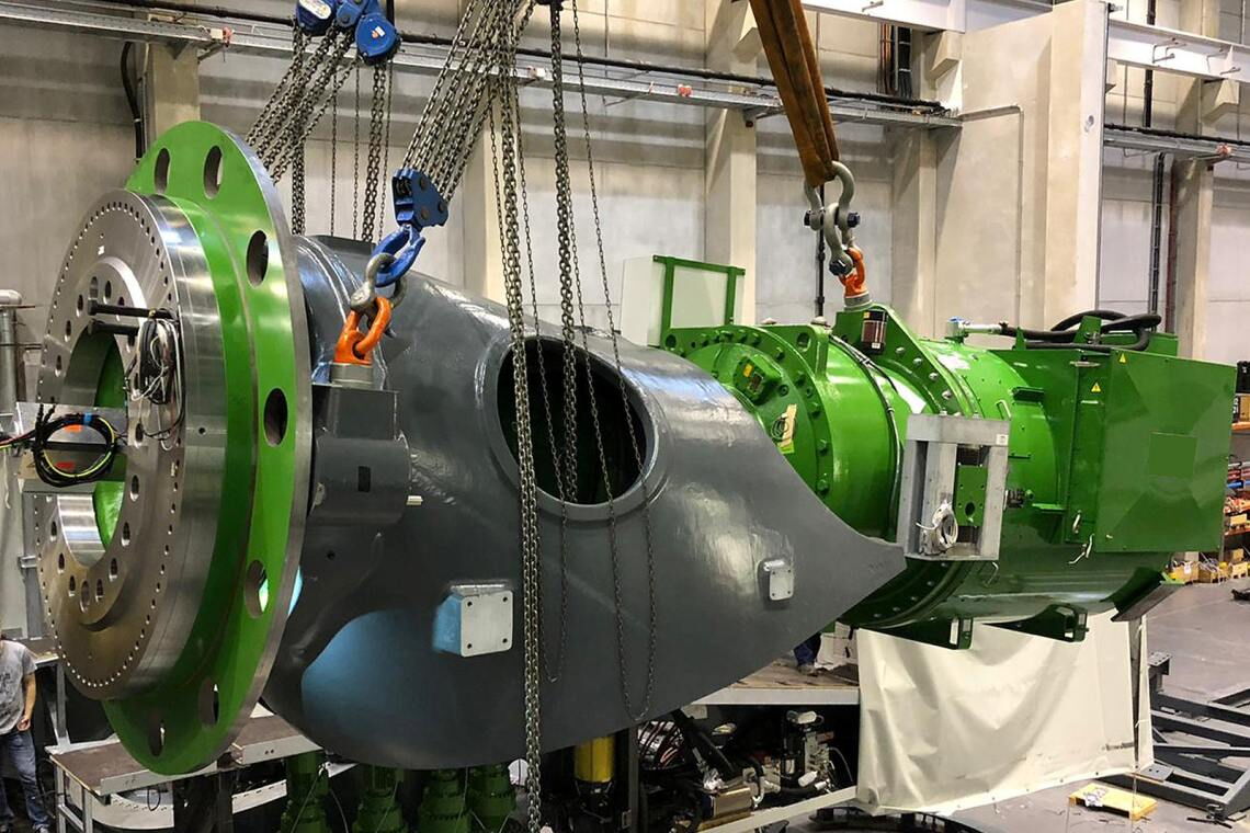 Turbinenstrang eines Windrads von Windwise: Die Münsteraner Firma will mit ihren Anlagen speziell Regionen mit schwachem Wind erschließen.