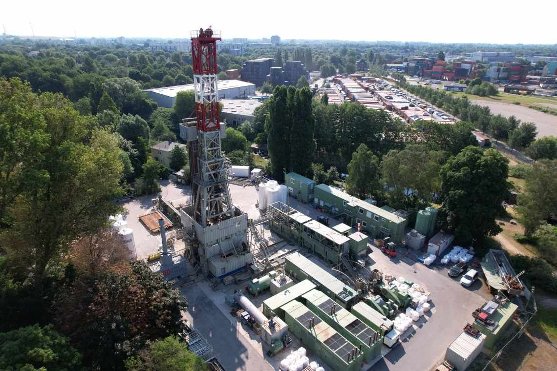 Geothermie-Bohrung Hamburg-Wilhelmsburg: Heißes Thermalwasser soll umliegende Quartiere mit Wärme versorgen.