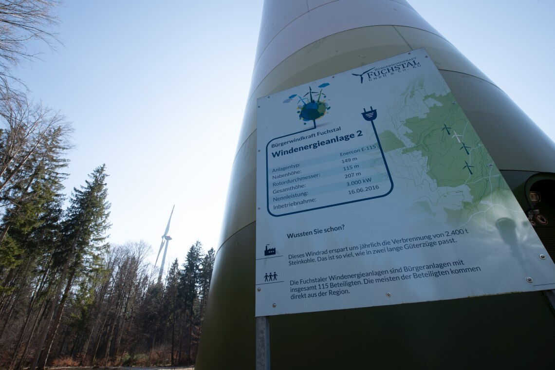 Windrad im Windpark Fuchstal: Das Vorzeigeprojekt in Bayern erregt bundesweit Aufmerksamkeit.