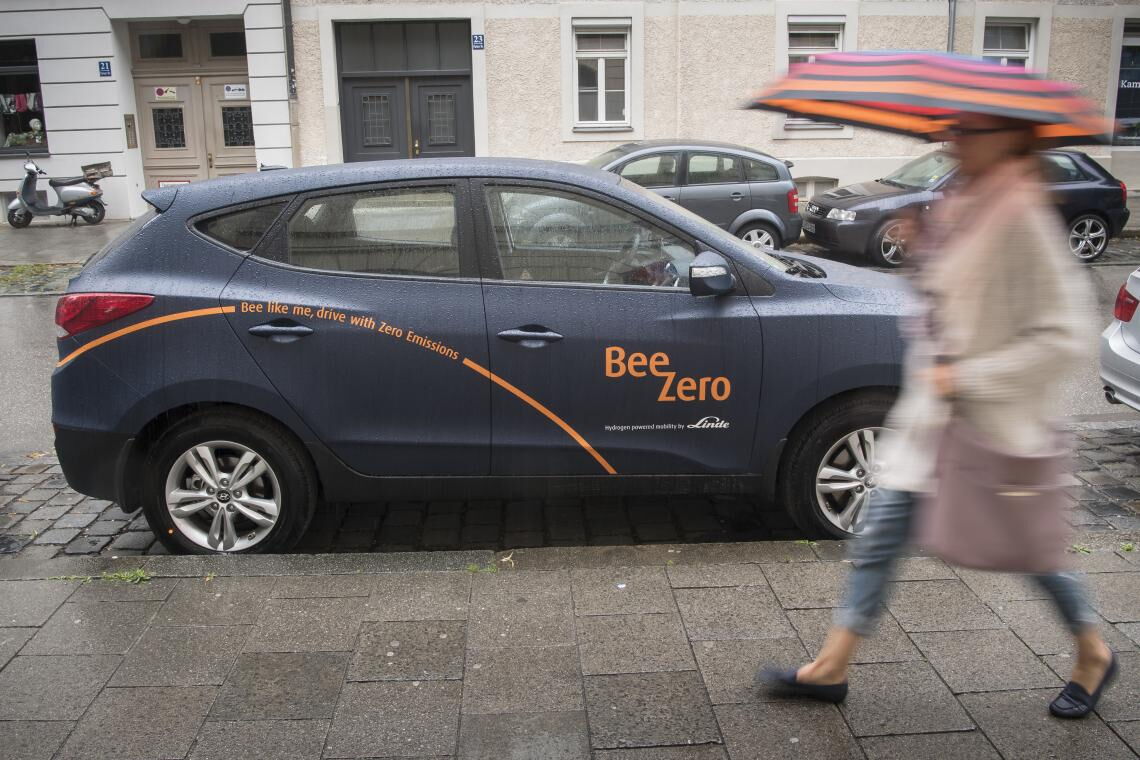 Hyundai mit Brennstoffzelle von BeeZero: Der Wirkungsgrad der Fahrzeuge ist niedriger als der von E-Autos mit Akku.