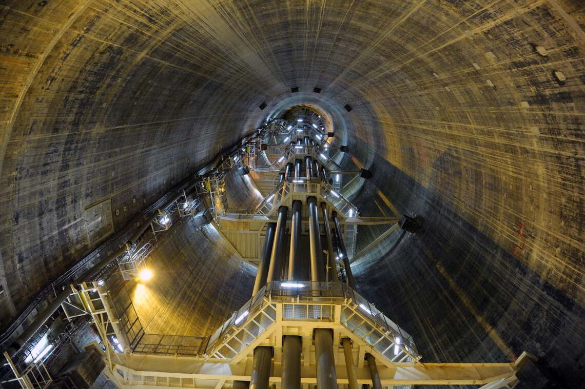 Gasförderplattform Troll A: Blick ins Innere eines der Standbeine der norwegischen Plattform.