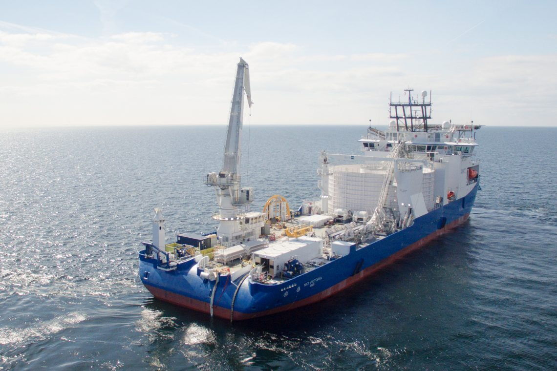 Die NKT Victoria ist ein Kabelschiff des dänischen Herstellers NKT, das auch in deutschen Gewässern schon zum Einsatz kam.